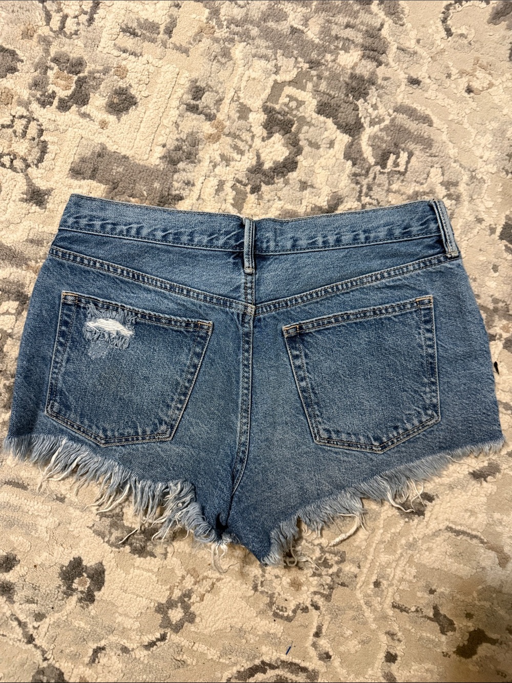 We The Free Distressed High-Rise Blue Denim Jean Shorts - Picture 3 of 3